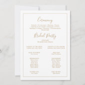 ミニマル金ゴールドシンプル印刷可能結婚式 プログラム (裏面)