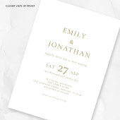 ミニマル金ゴールドスクリプトフォトオーバーレイ結婚QR 招待状