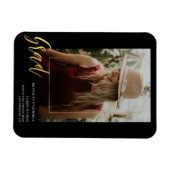 ミニマル金ゴールドスクリプトフォトグラッドアナウンス マグネット (横)