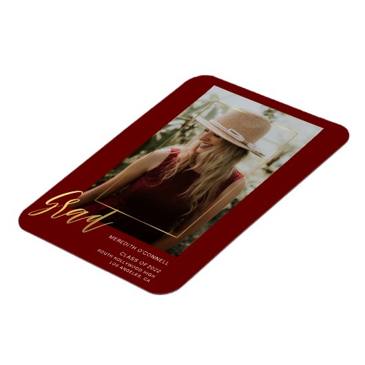 ミニマル金ゴールドスクリプトフォトグラッドアナウンス マグネット (左側)