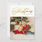 ミニマル金ゴールドスクリプトフォトメリークリスマス シーズンカード (正面)