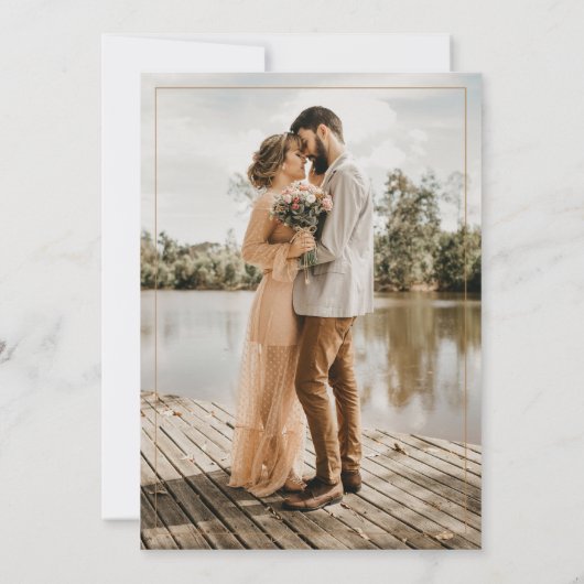 ミニマル金ゴールドスクリプトフォト結婚式招待状 招待状 (裏面)