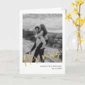 ミニマル金ゴールドスクリプト写真彼女の誓いカード カード (黄色い花)