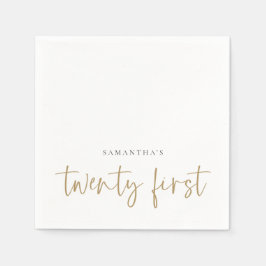 ミニマル金ゴールドスクリプト名21番目 スタンダードカクテルナプキン