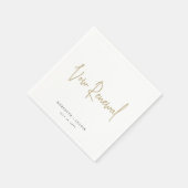 ミニマル金ゴールドスクリプト誓の更新パーティー スタンダードカクテルナプキン (角)