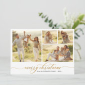 ミニマル金ゴールドスクリプト4 Photo Collageクリスマス シーズンカード (スタンド正面)