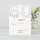 ミニマル金ゴールドスクリプト60誕生日 招待状 (スタンド正面)