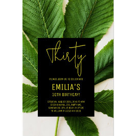 ミニマル金ゴールドスクリプト |第30回誕生日 箔招待状