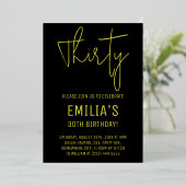 ミニマル金ゴールドスクリプト |第30回誕生日 箔招待状 (立ち正面)