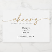 ミニマル金ゴールドスクリプトELLEミニワきらめくインラ スパークリングワインラベル (シングルラベル)