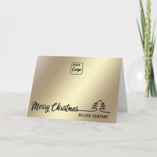 ミニマル金ゴールドスクリプトMerry Christmas 企業の シーズンカード (正面)