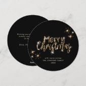 ミニマル金ゴールドスパークルライトブラッククリスマス シーズンカード (正面/裏面)