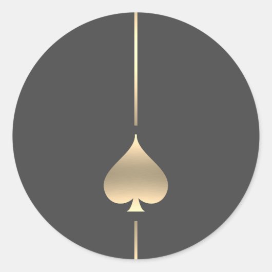 ミニマル金ゴールドスペードシンボルクラシックラウンドステッカー ラウンドシール (正面)