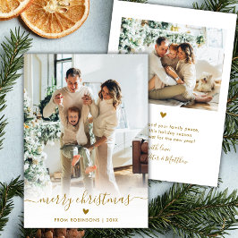 ミニマル金ゴールドスモダンクリプト2写真メリークリスマス シーズンカード