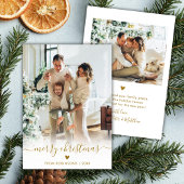 ミニマル金ゴールドスモダンクリプト2写真メリークリスマス シーズンカード