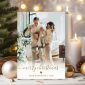 ミニマル金ゴールドスモダンクリプト2写真メリークリスマス シーズンカード