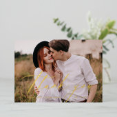 ミニマル金ゴールドス結婚ト写真感謝していのユーザ 箔招待状 (立ち正面)