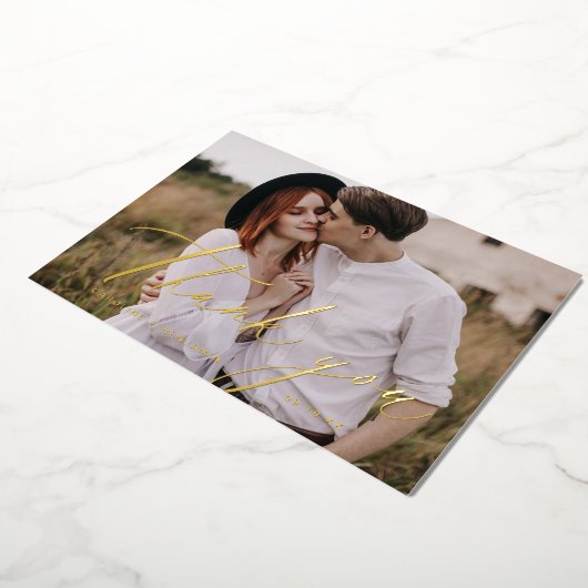 ミニマル金ゴールドス結婚ト写真感謝していのユーザ 箔招待状