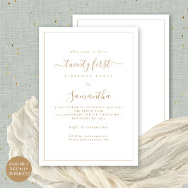 ミニマル金ゴールドス縁どクリット21歳の誕生日パーティー 招待状