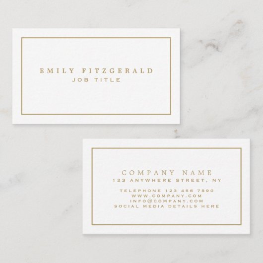 ミニマル金ゴールドタイポグラフィと縁ど 名刺 (正面/裏面)