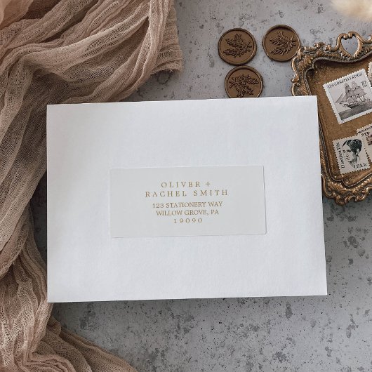 ミニマル金ゴールドタイポグラフィゲスト住所 シール