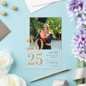 ミニマル金ゴールドタイポグラフィ写真卒業 アクリル招待状 (インサイチュ (ウェディング))