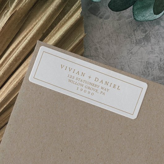 ミニマル金ゴールドタイポグラフィ差出人住所ラベル ラベル