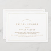 ミニマル金ゴールドタイポグラフィ水平ブライダルシャワー 招待状 (正面/裏面)