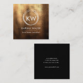 ミニマル金ゴールドテクスチャ正方形の名刺 スクエア名刺 (正面/裏面)
