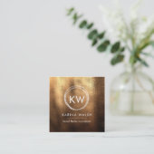 ミニマル金ゴールドテクスチャ正方形の名刺 スクエア名刺 (スタンド正面)