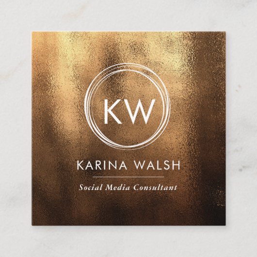 ミニマル金ゴールドテクスチャ正方形の名刺 スクエア名刺 (正面)