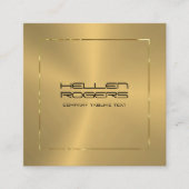ミニマル金ゴールドテクスチャTin金ゴールド縁どフレーム スクエア名刺 (正面)