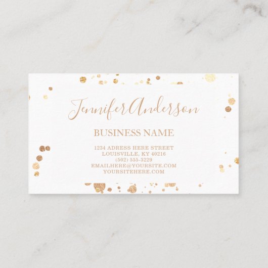 ミニマル金ゴールドドモダンットエレガントホワイト美しい 名刺 (裏面)