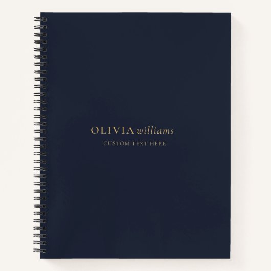 ミニマル金ゴールドネイビーブルーシンプルプロフェッショナル ノートブック (正面)