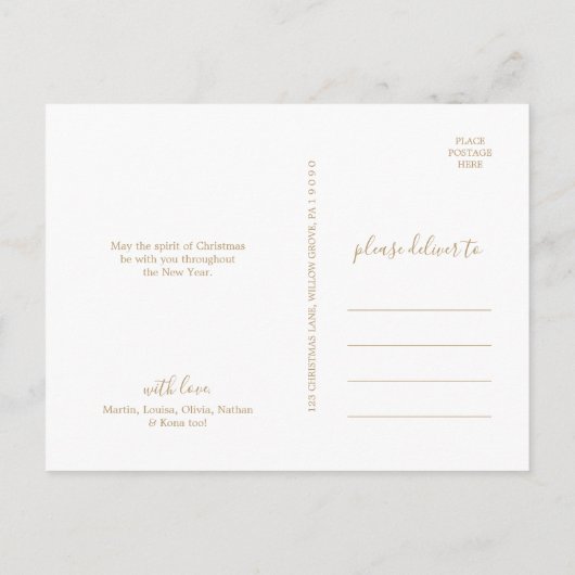 ミニマル金ゴールドハッピーニューイヤーポートレート写真 シーズンポストカード (裏面)