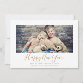 ミニマル金ゴールドハッピーニューイヤー風景写真 シーズンカード (正面)