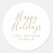 ミニマル金ゴールドハッピーホリデイズホリデーギフト ラウンドシール (正面)
