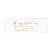 ミニマル金ゴールドハッピーホリデーズ差出人住所 ラベル (正面)