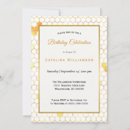 ミニマル金ゴールドハニカム誕生日 招待状