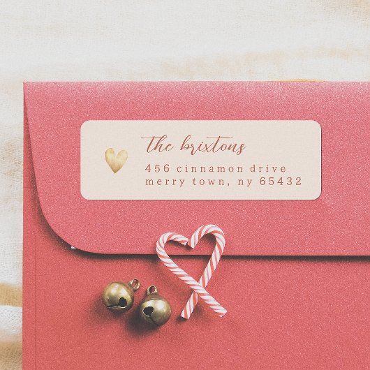 ミニマル金ゴールドハートクリーム書 ラベル