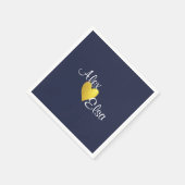 ミニマル金ゴールドハートネイビーブルーカスタムウェディング スタンダードカクテルナプキン (角)