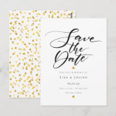 ミニマル金ゴールドハート白黒スクリプ救ト ポストカード (正面/裏面)