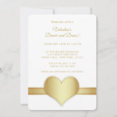 ミニマル金ゴールドハート金ゴールドストリップバレンタインデー 招待状 (正面)