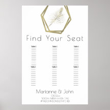 ミニマル金ゴールドパーム結婚リーフの座席表