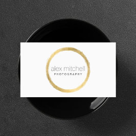 ミニマル金ゴールドフェイクブラッシュストロークサークルフォトグラファー 名刺