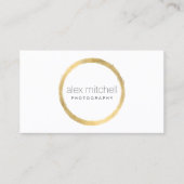 ミニマル金ゴールドフェイクブラッシュストロークサークルフォトグラファー 名刺 (正面)