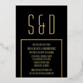 ミニマル金ゴールドフレエレガントーム結婚ブラック 箔招待状 (正面)