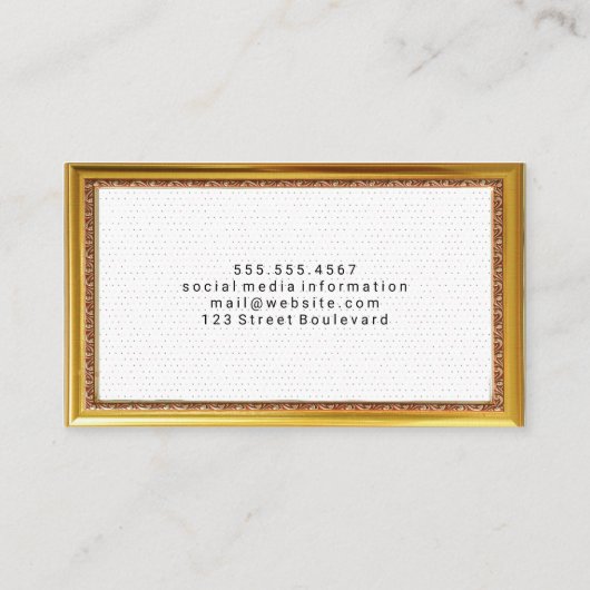 ミニマル金ゴールドフレーム水玉模様 名刺 (裏面)