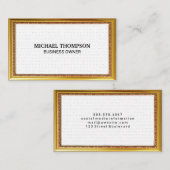 ミニマル金ゴールドフレーム水玉模様 名刺 (正面/裏面)