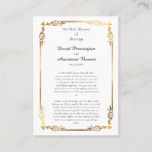 ミニマル金ゴールドフレーム結婚オーソドックス祈りの言葉カード プレイスカード (正面)